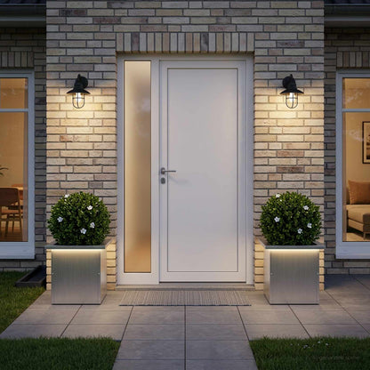 Garden Planter with LED 2 pcs Silver 30 x 30 x 30 cm