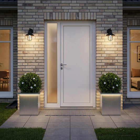 Garden Planter with LED 2 pcs Silver 30 x 30 x 30 cm