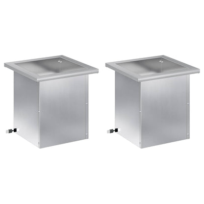 Garden Planter with LED 2 pcs Silver 30 x 30 x 30 cm