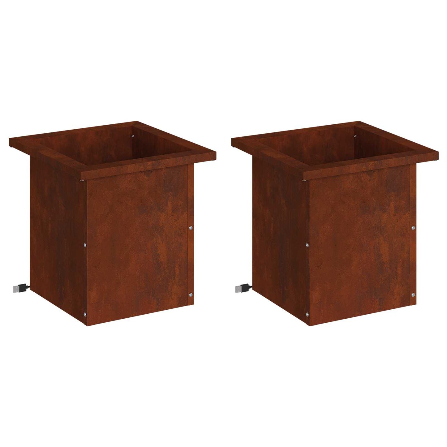 Garden Planter with LED 2 pcs Rusty 30 x 30 x 30 cm