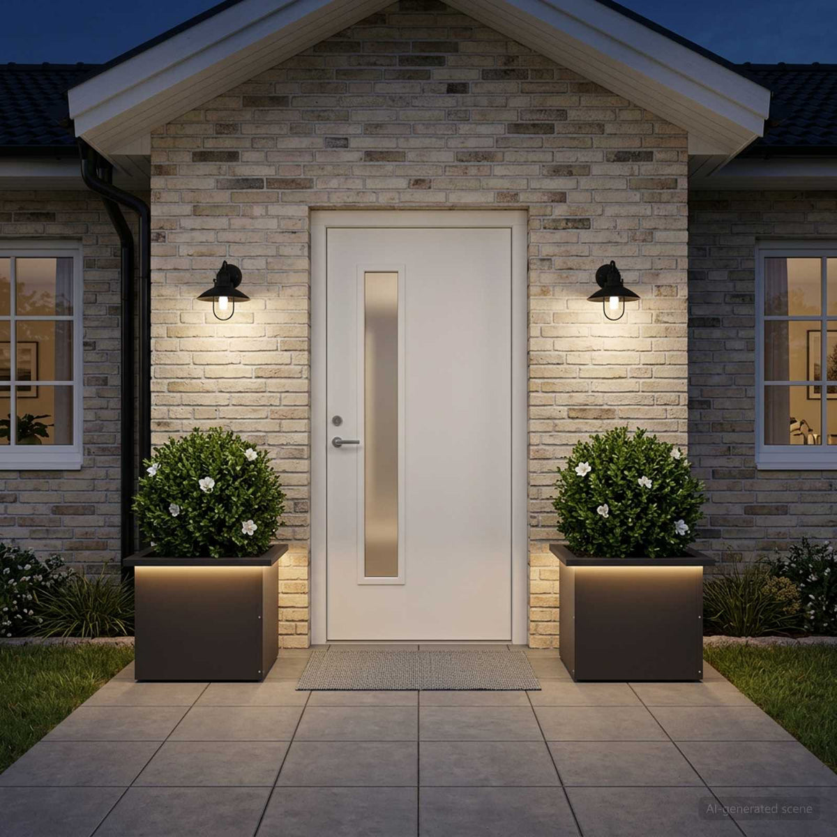 Garden Planter with LED 2 pcs Black 30 x 40 x 30 cm Steel
