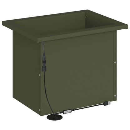 Garden Planter with LED 2 pcs Olive Green 30 x 40 x 30 cm Steel
