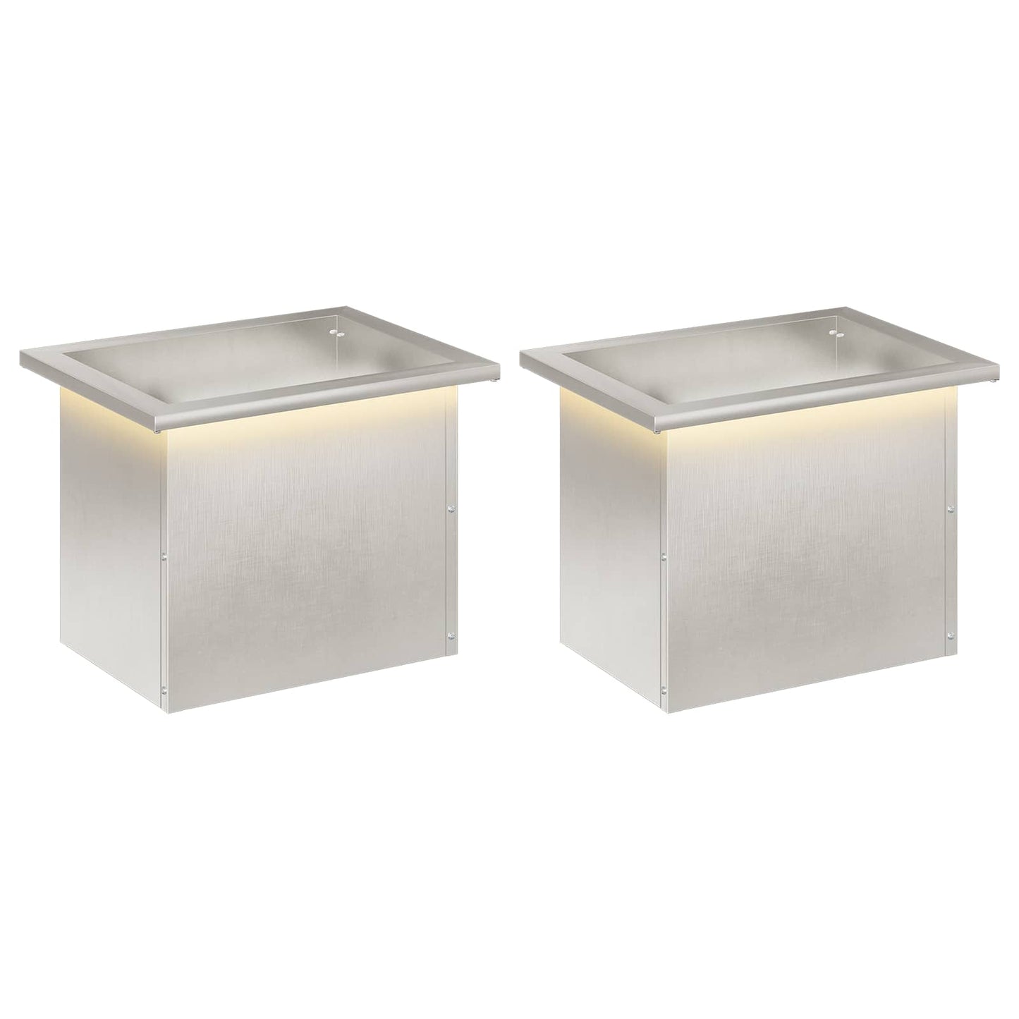Garden Planter with LED 2 pcs Silver 30 x 40 x 30 cm