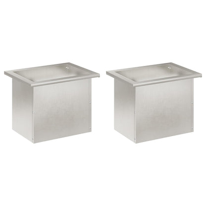 Garden Planter with LED 2 pcs Silver 30 x 40 x 30 cm