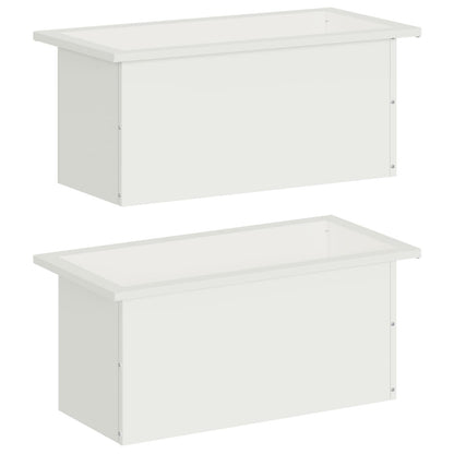 Garden Planter with LED 2 pcs White 30 x 60 x 30 cm Steel