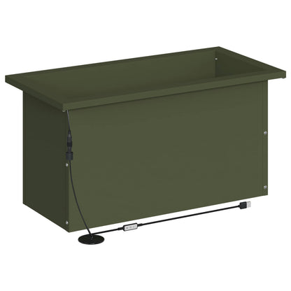 Garden Planter with LED Olive Green 30 x 60 x 30 cm Steel