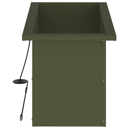 Garden Planter with LED Olive Green 30 x 60 x 30 cm Steel