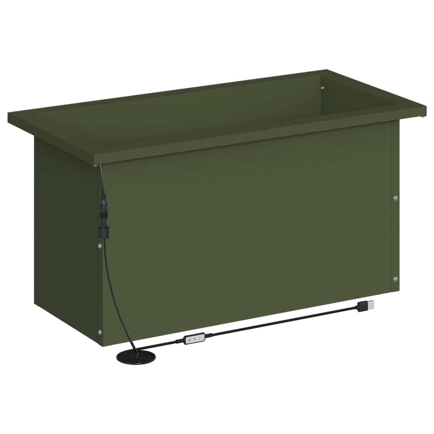Garden Planter with LED 2 pcs Olive Green 30 x 60 x 30 cm Steel