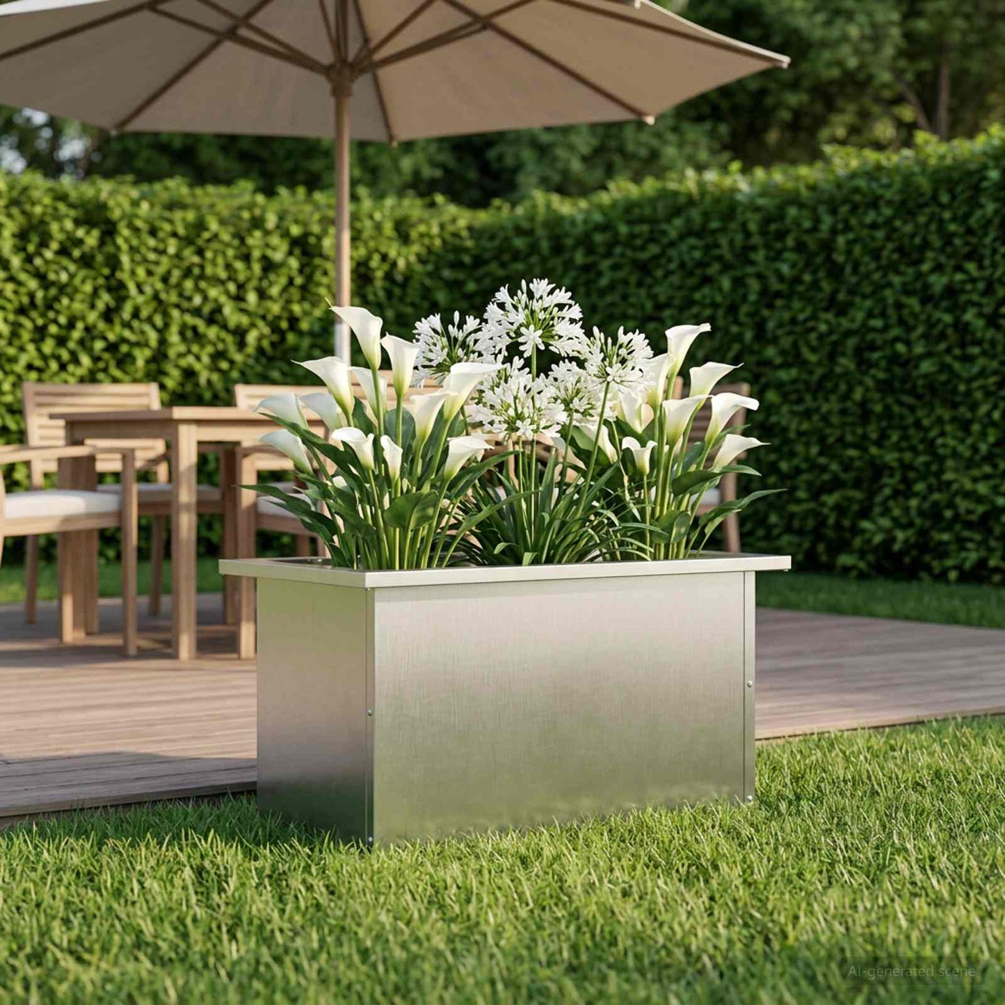 Garden Planter with LED Silver 30 x 60 x 30 cm Stainless Steel
