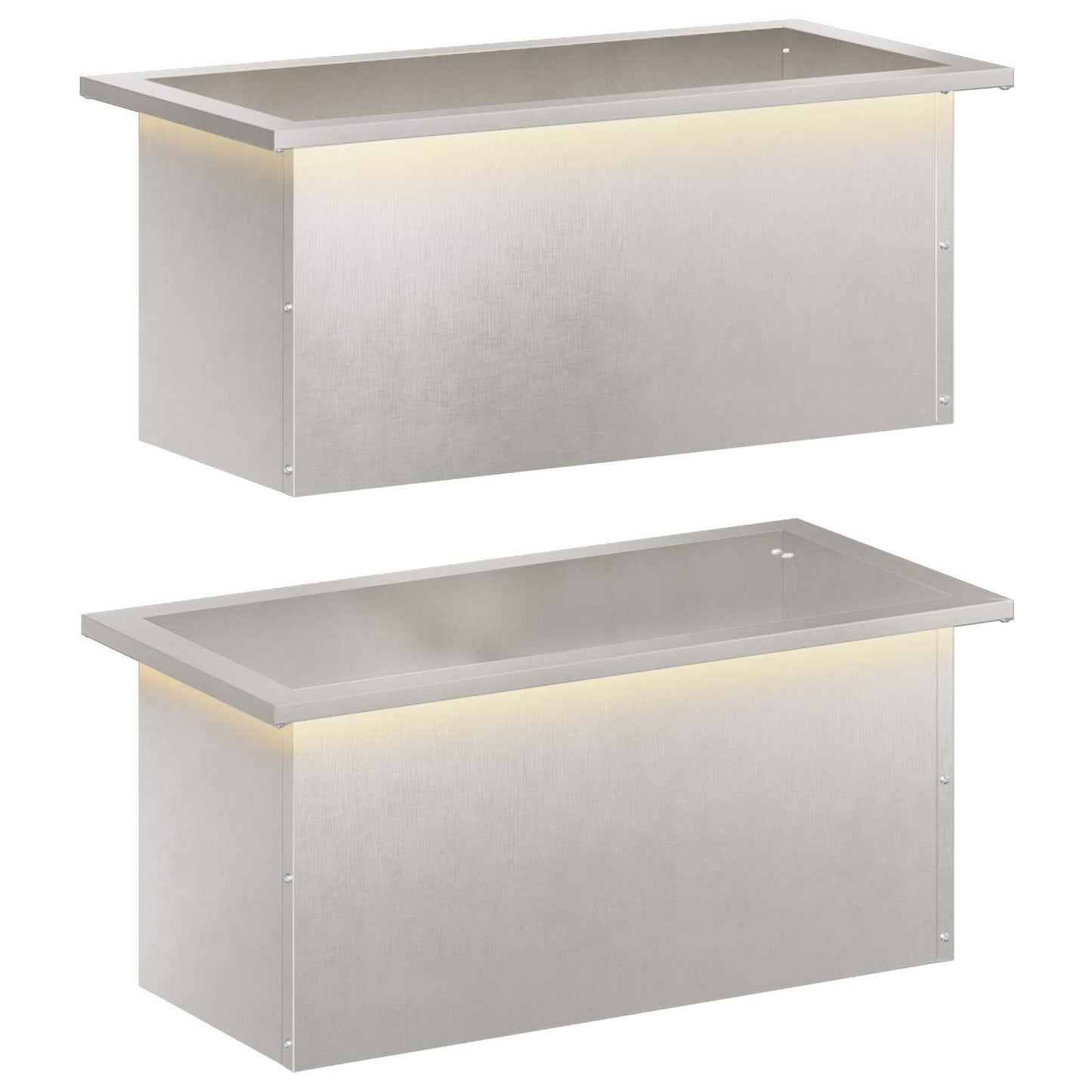 Garden Planter with LED 2 pcs Silver 30 x 60 x 30 cm