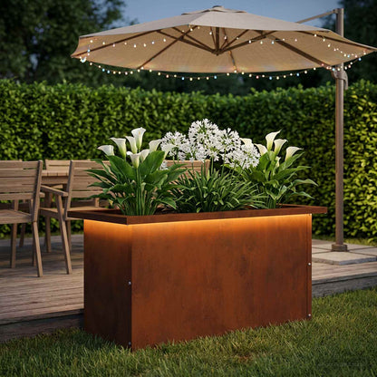 Garden Planter with LED Rusty 30 x 60 x 30 cm Weathering Steel