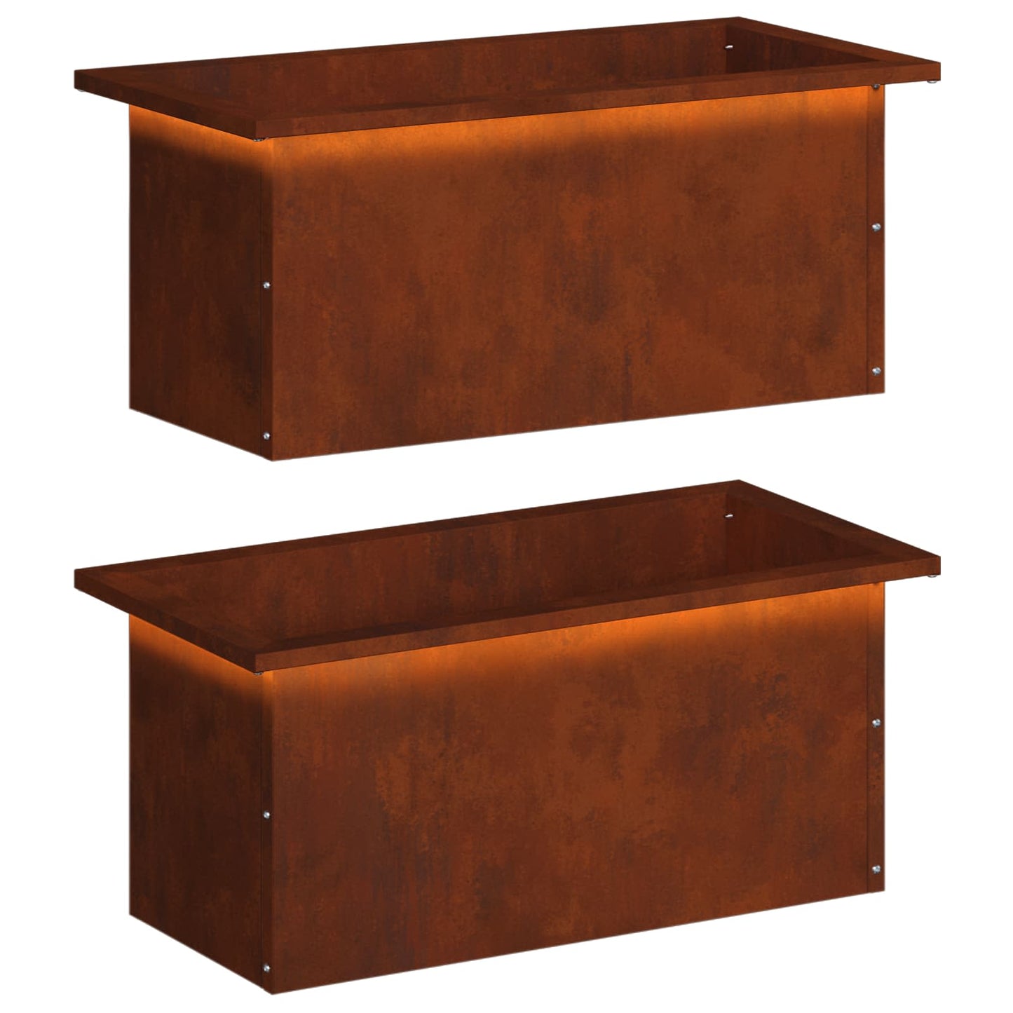 Garden Planter with LED 2 pcs Rusty 30 x 60 x 30 cm