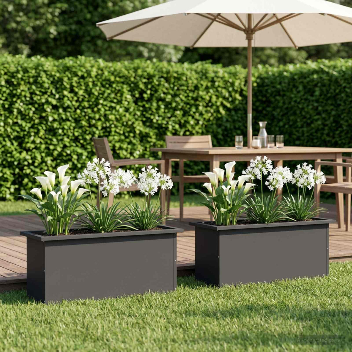 Garden Planter with LED 2 pcs Black 30 x 80 x 30 cm Steel