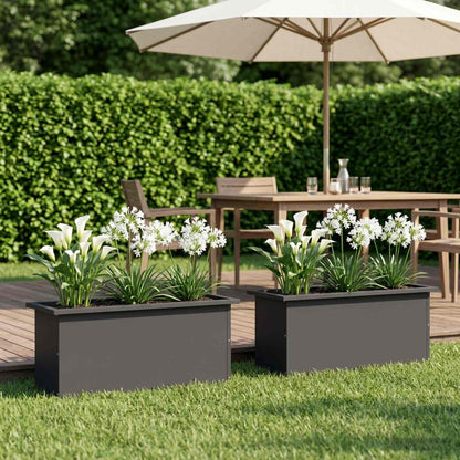 Garden Planter with LED 2 pcs Black 30 x 80 x 30 cm Steel