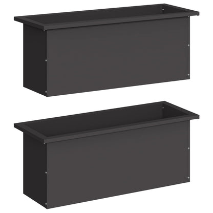 Garden Planter with LED 2 pcs Black 30 x 80 x 30 cm Steel