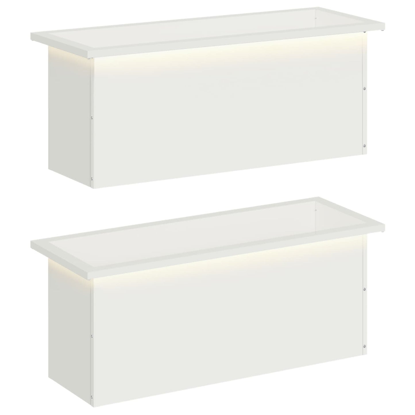 Garden Planter with LED 2 pcs White 30 x 80 x 30 cm Steel