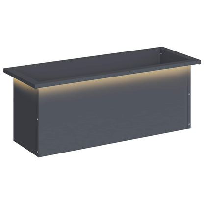 Garden Planter with LED Antracite 30 x 80 x 30 cm Steel