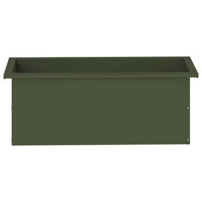Garden Planter with LED Olive Green 30 x 80 x 30 cm Steel
