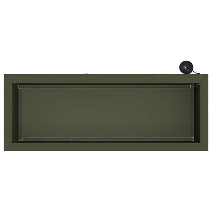 Garden Planter with LED Olive Green 30 x 80 x 30 cm Steel