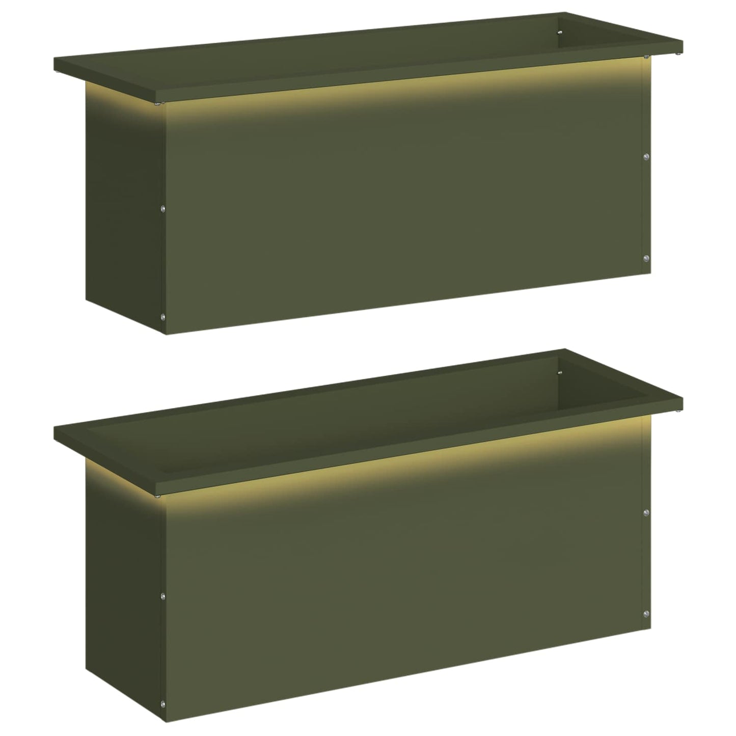 Garden Planter with LED 2 pcs Olive Green 30 x 80 x 30 cm Steel