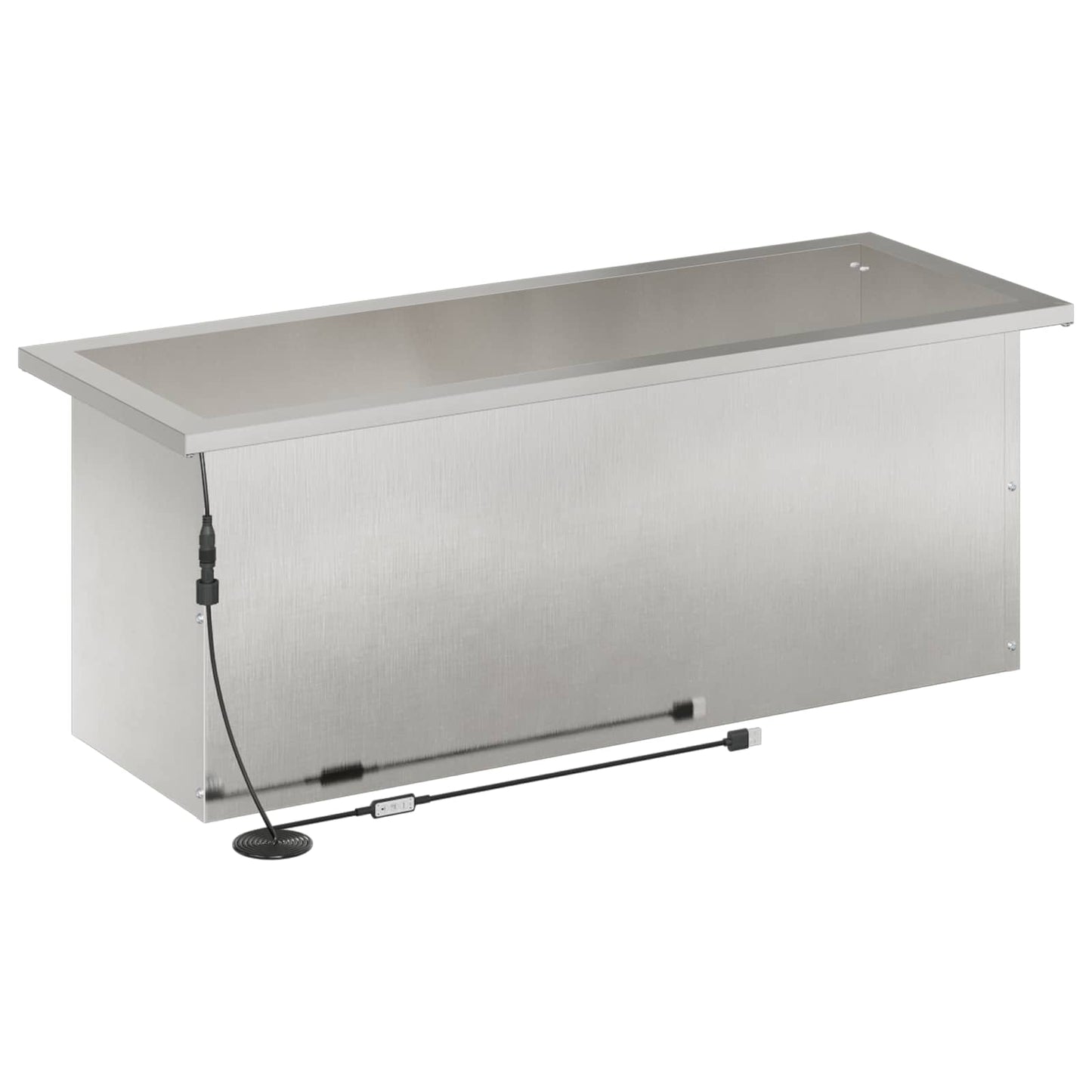 Garden Planter with LED Silver 30 x 80 x 30 cm Stainless Steel