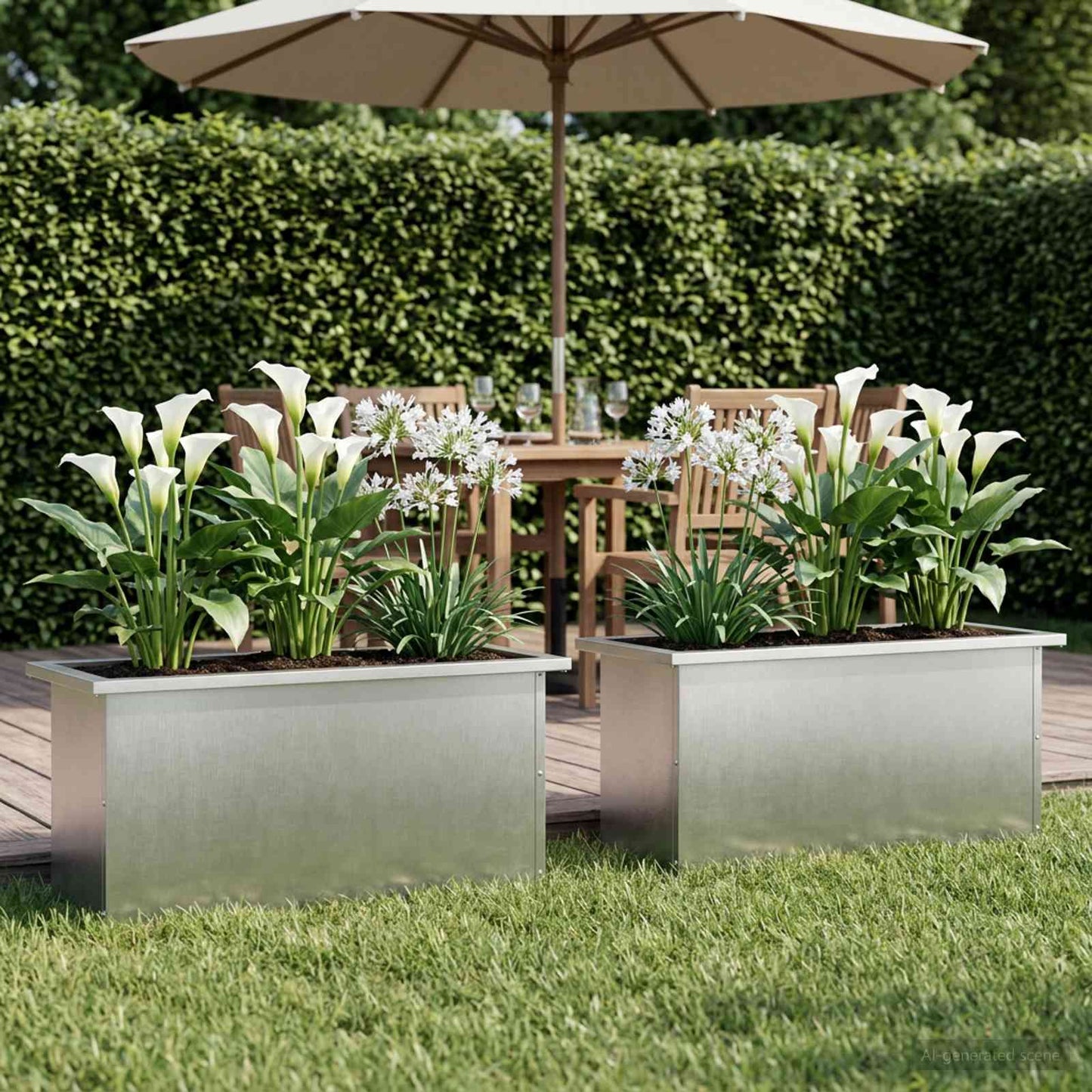 Garden Planter with LED 2 pcs Silver 30 x 80 x 30 cm