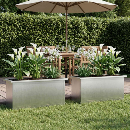 Garden Planter with LED 2 pcs Silver 30 x 80 x 30 cm