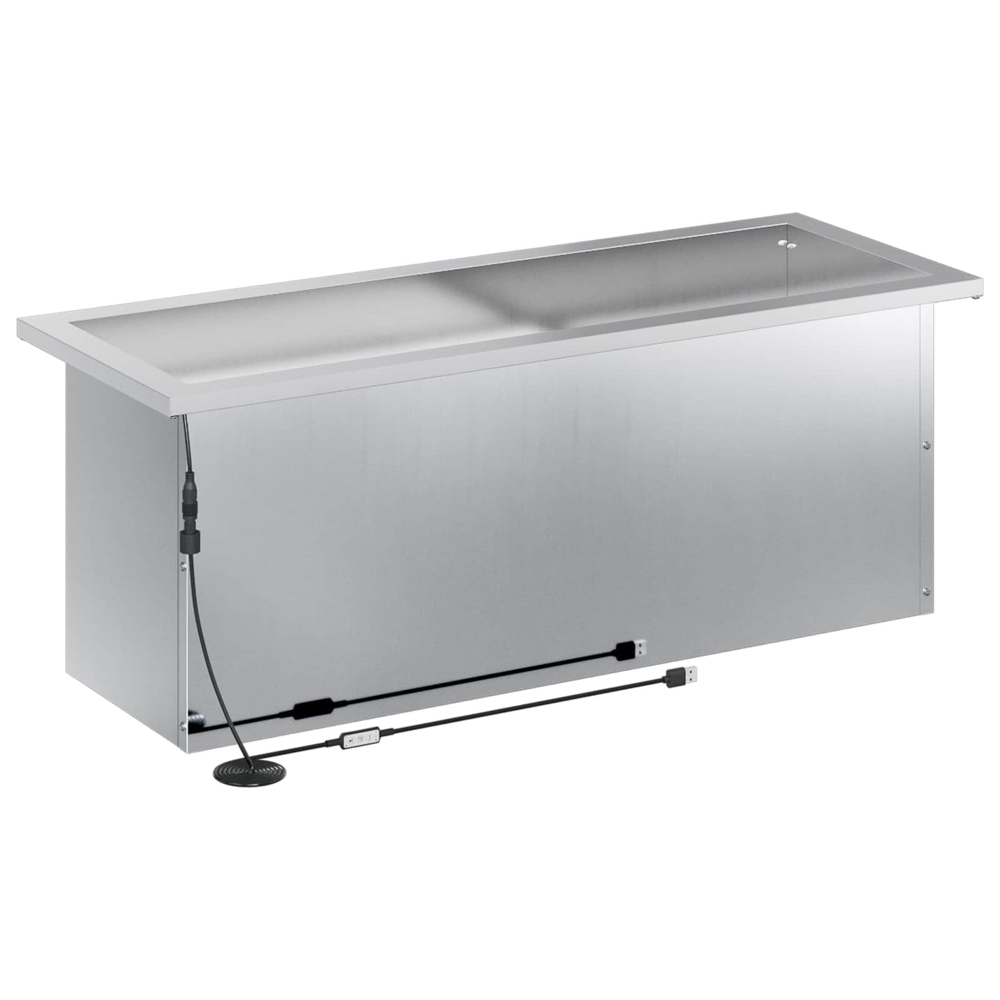Garden Planter with LED Silver 30 x 80 x 30 cm Galvanised Steel