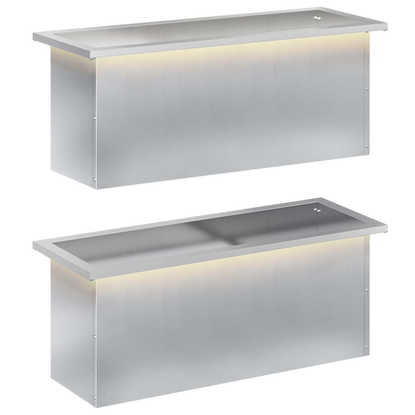 Garden Planter with LED 2 pcs Silver 30 x 80 x 30 cm