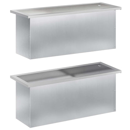 Garden Planter with LED 2 pcs Silver 30 x 80 x 30 cm