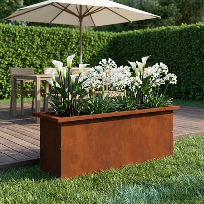 Garden Planter with LED Rusty 30 x 80 x 30 cm Weathering Steel