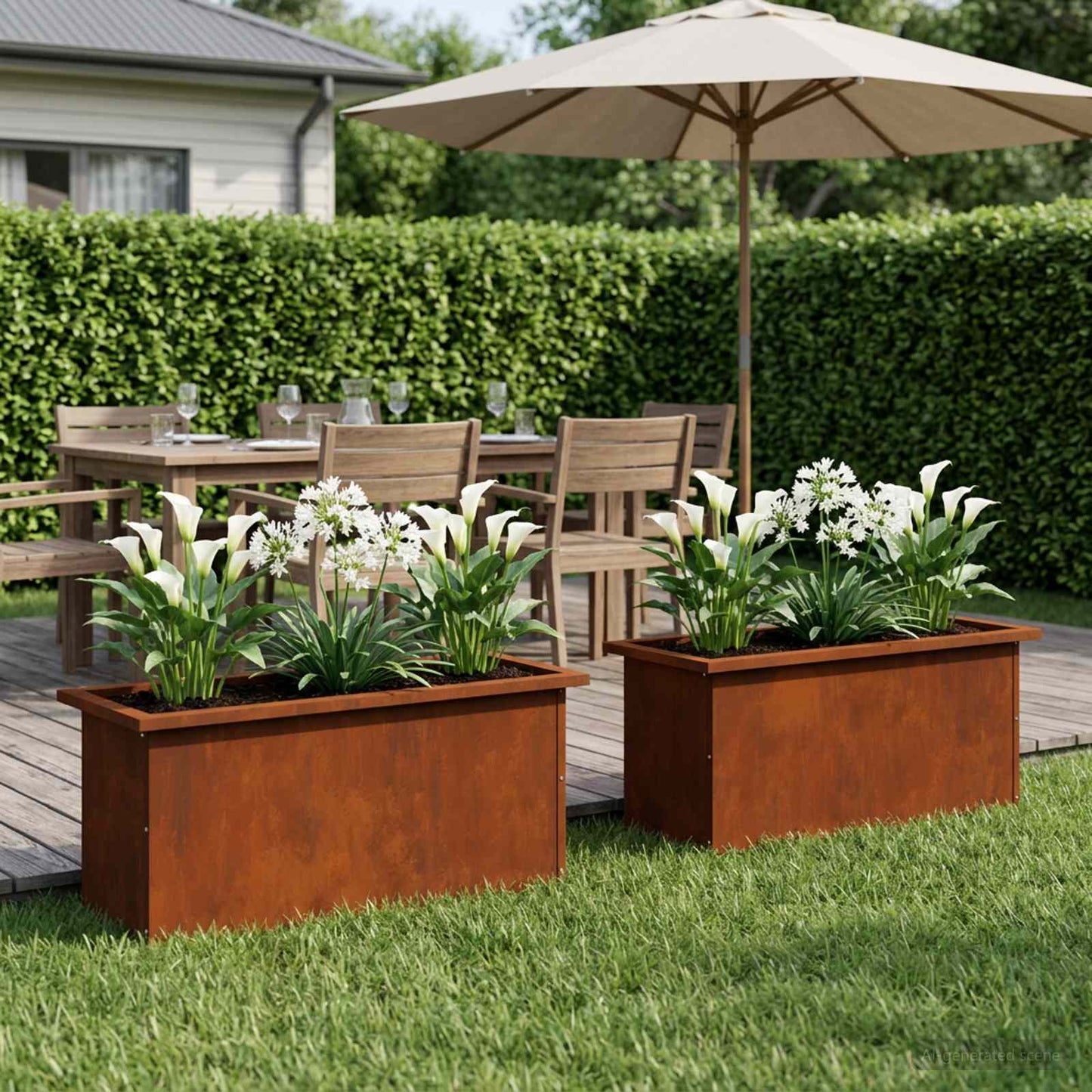 Garden Planter with LED 2 pcs Rusty 30 x 80 x 30 cm