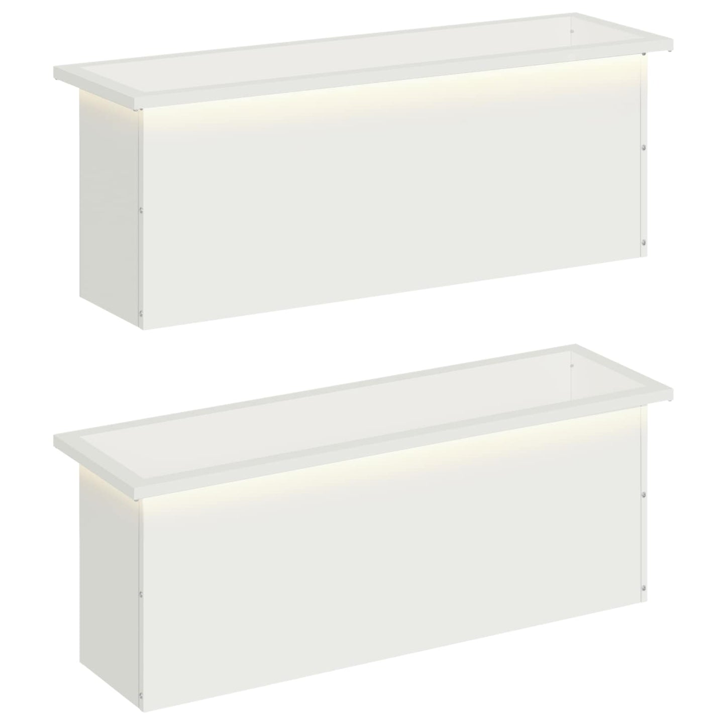 Garden Planter with LED 2 pcs White 30 x 100 x 30 cm Steel