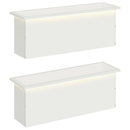 Garden Planter with LED 2 pcs White 30 x 100 x 30 cm Steel