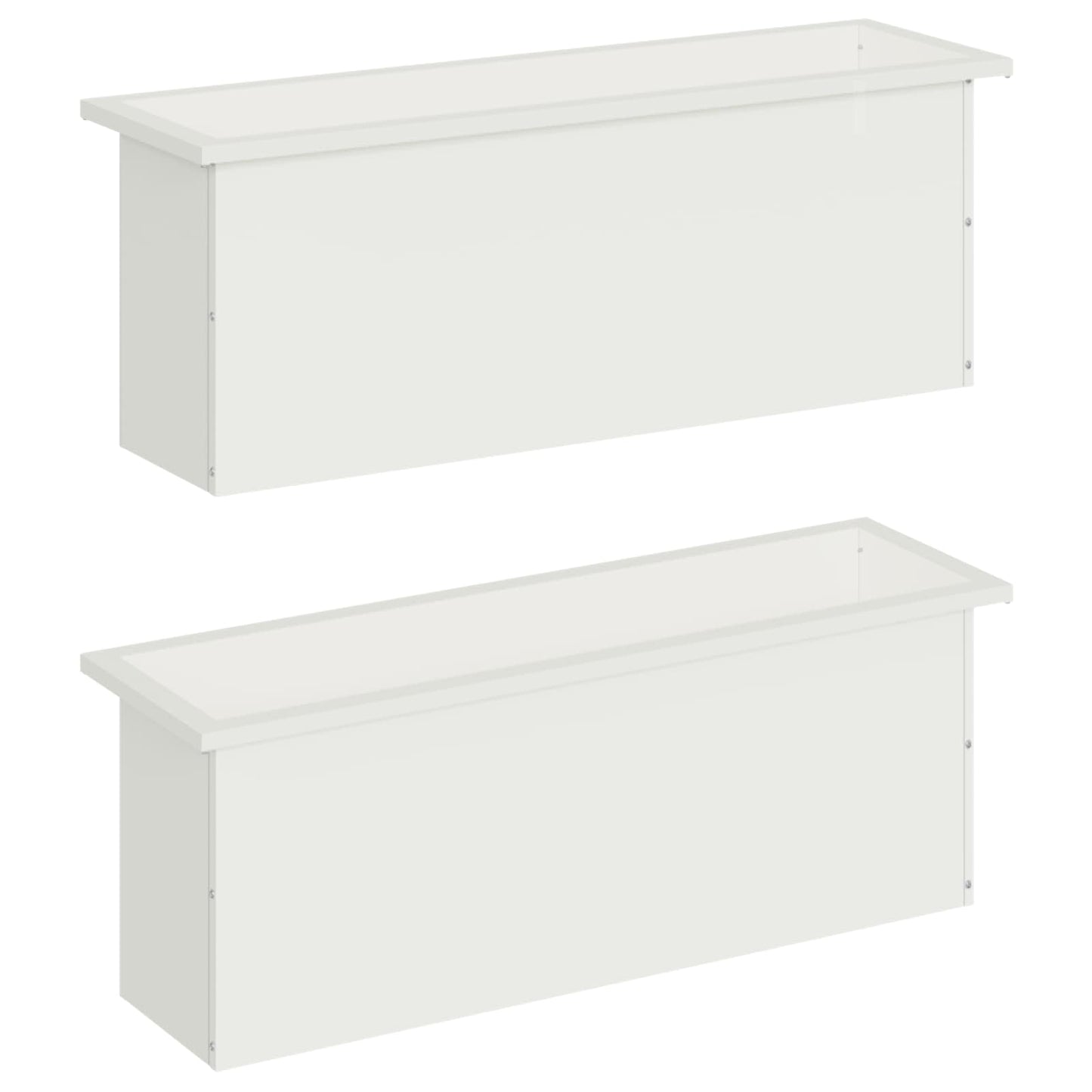 Garden Planter with LED 2 pcs White 30 x 100 x 30 cm Steel