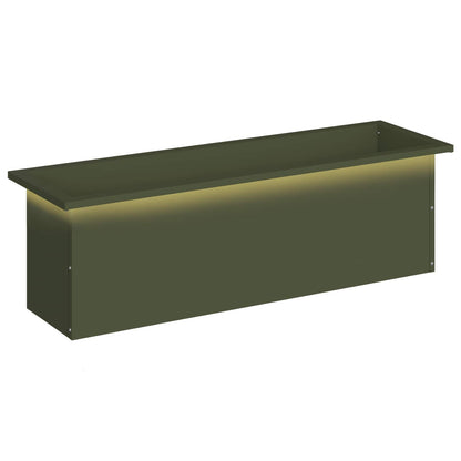 Garden Planter with LED Olive Green 30 x 100 x 30 cm Steel
