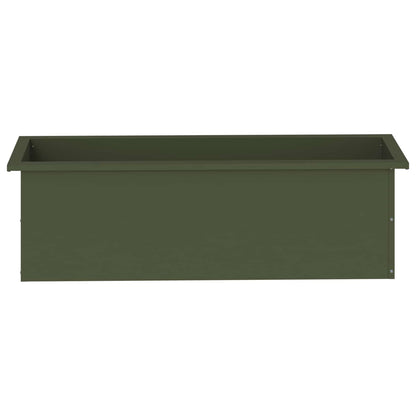 Garden Planter with LED Olive Green 30 x 100 x 30 cm Steel