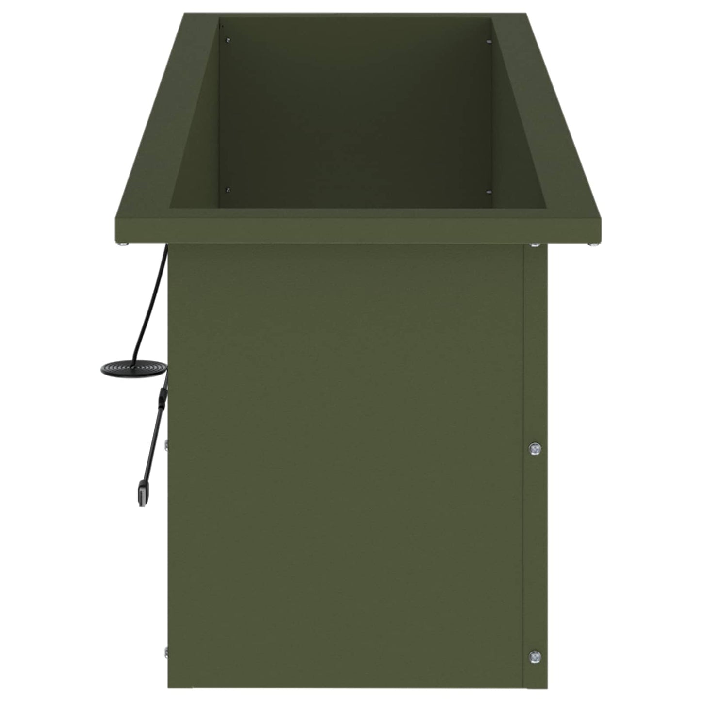 Garden Planter with LED Olive Green 30 x 100 x 30 cm Steel
