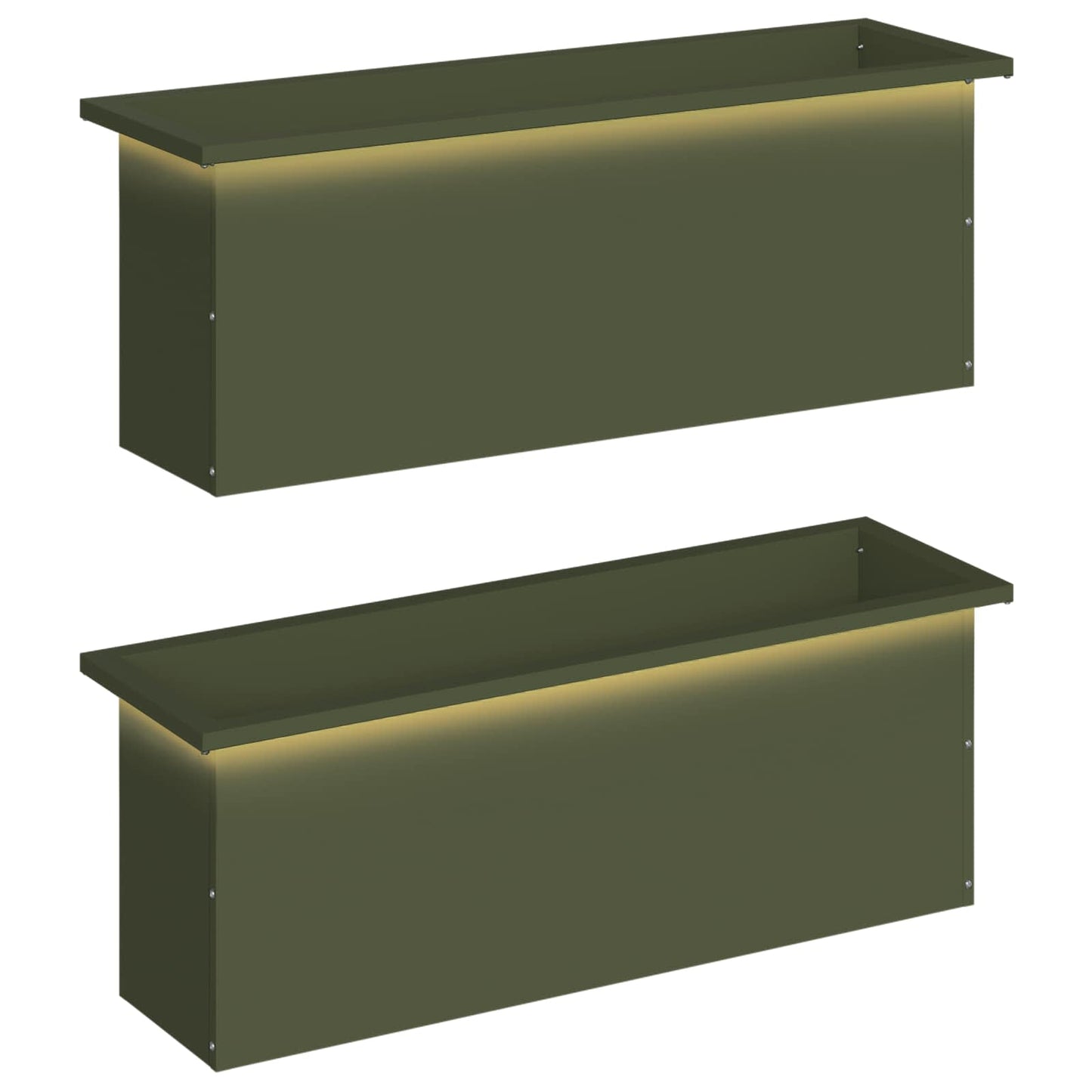 Garden Planter with LED 2 pcs Olive Green 30 x 100 x 30 cm
