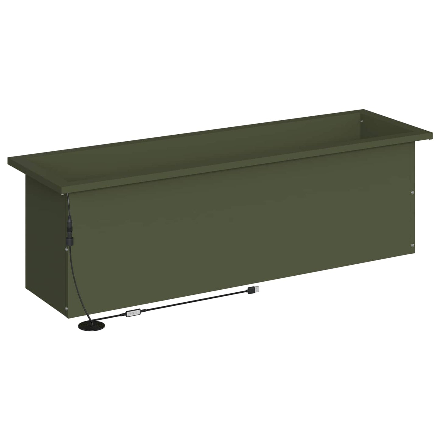 Garden Planter with LED 2 pcs Olive Green 30 x 100 x 30 cm