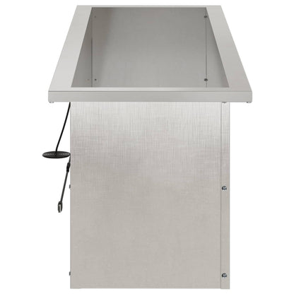 Garden Planter with LED Silver 30 x 100 x 30 cm Stainless Steel
