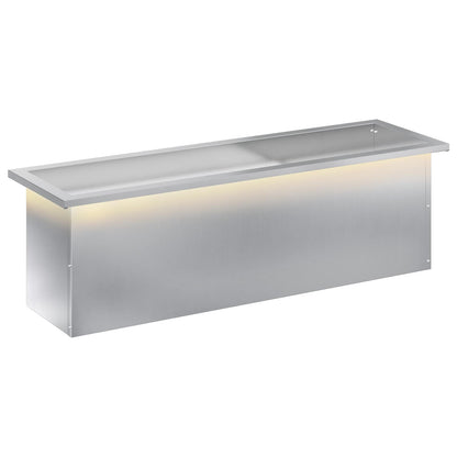 Garden Planter with LED Silver 30 x 100 x 30 cm