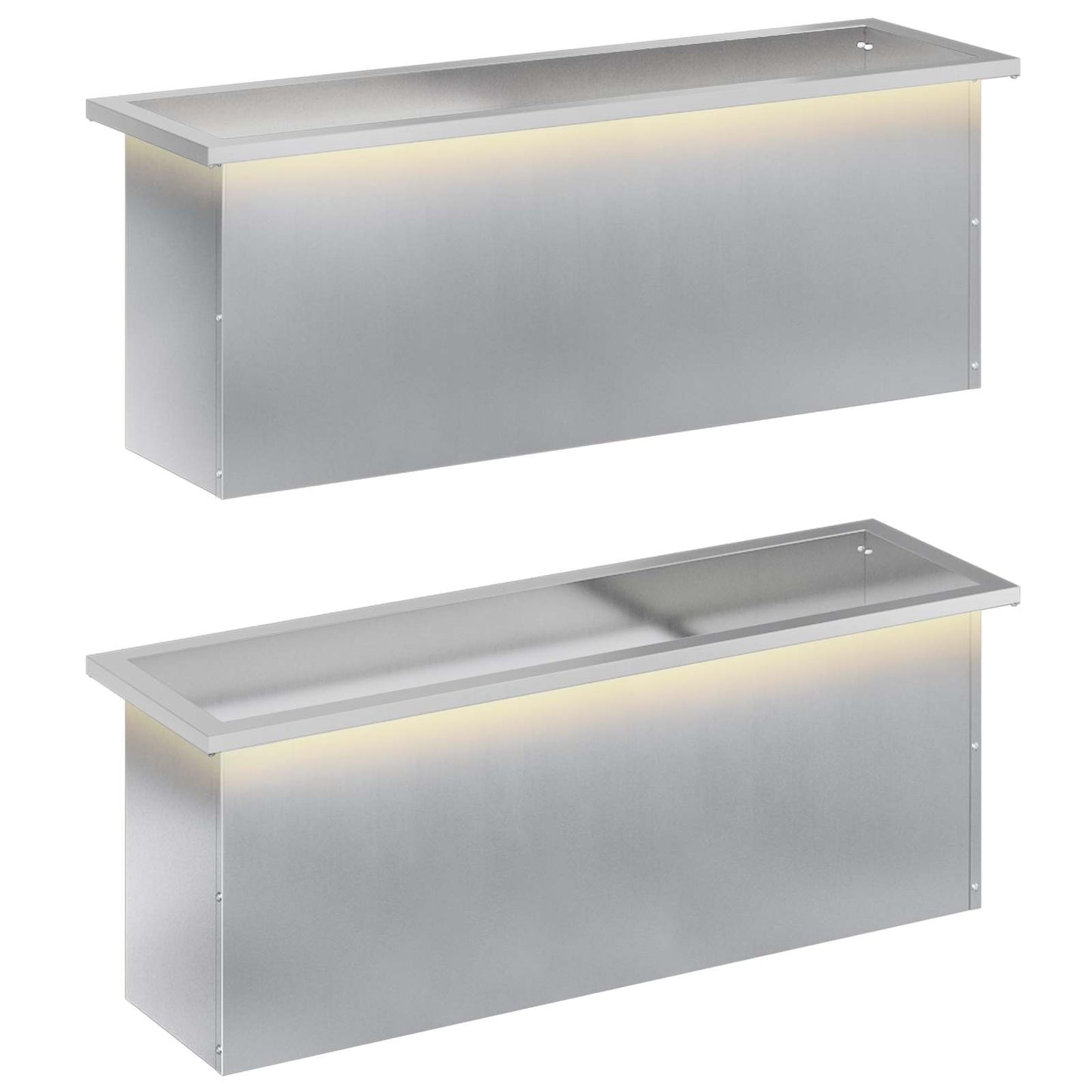 Garden Planter with LED 2 pcs Silver 30 x 100 x 30 cm