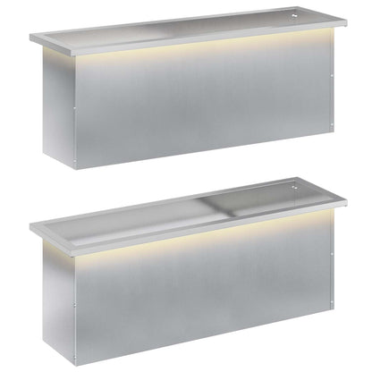 Garden Planter with LED 2 pcs Silver 30 x 100 x 30 cm