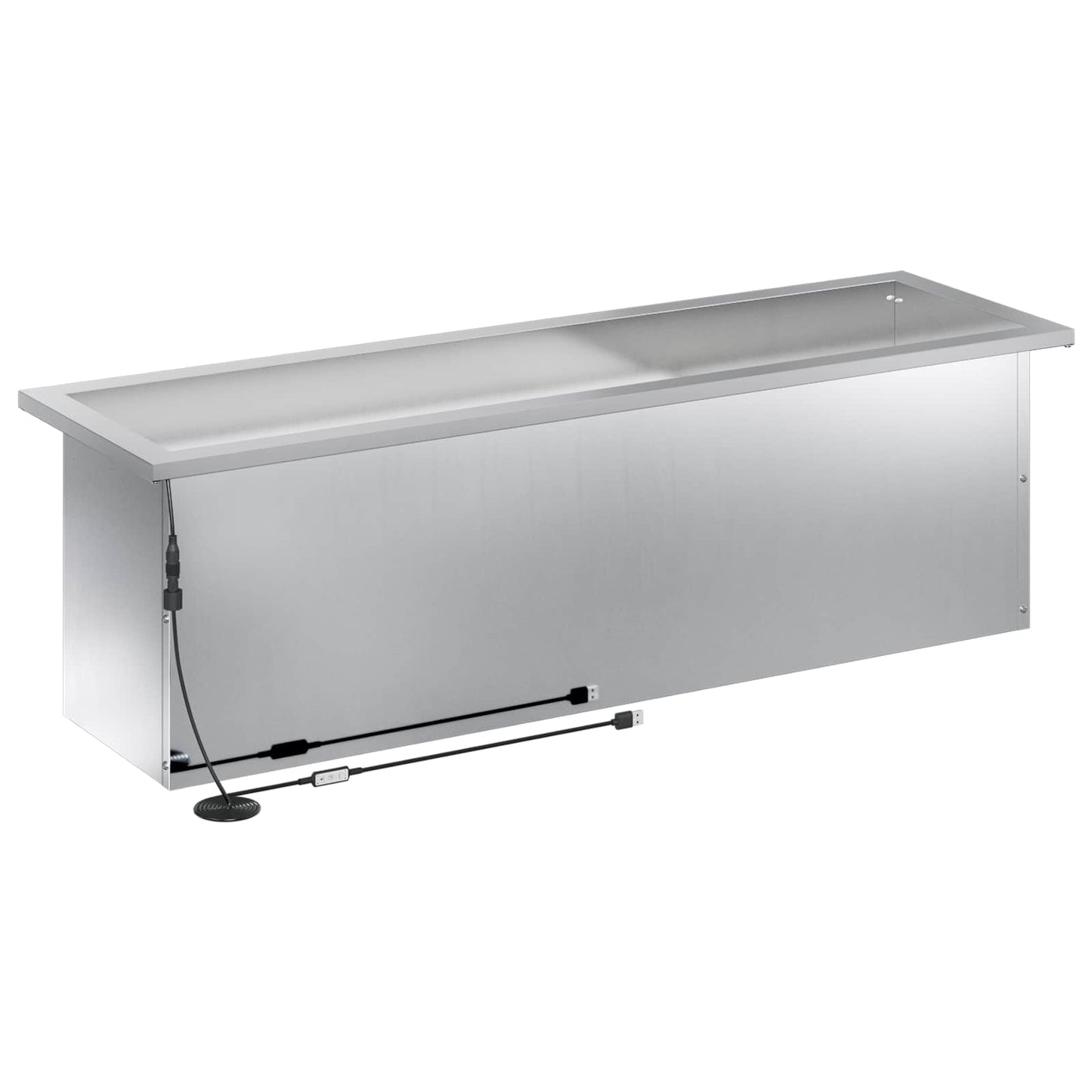 Garden Planter with LED 2 pcs Silver 30 x 100 x 30 cm