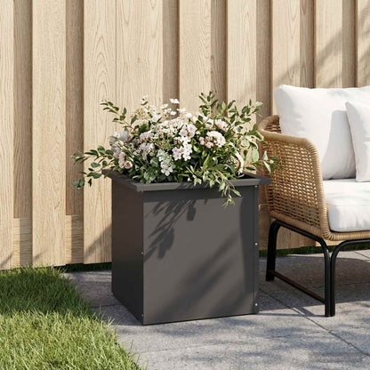 Garden Planter with LED Black 40 x 40 x 40 cm Steel