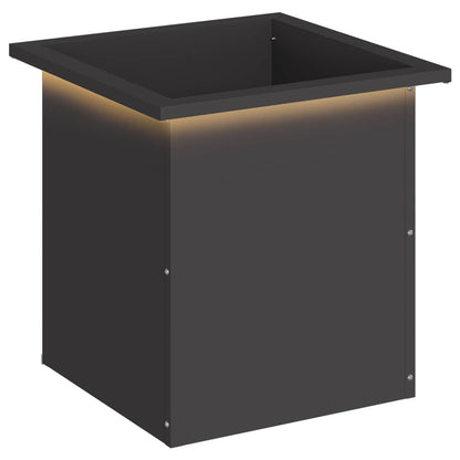 Garden Planter with LED Black 40 x 40 x 40 cm Steel
