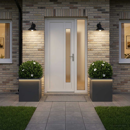 Garden Planter with LED 2 pcs Antracite 40 x 40 x 40 cm Steel