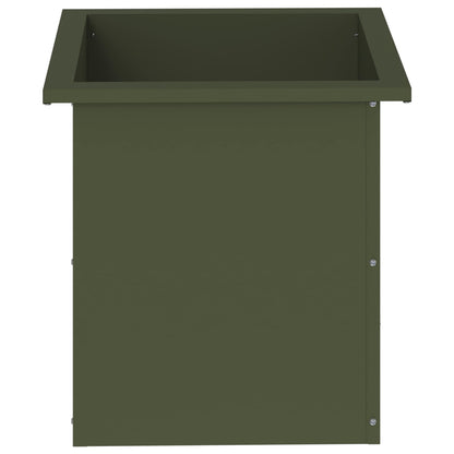 Garden Planter with LED 2 pcs Olive Green 40 x 40 x 40 cm Steel