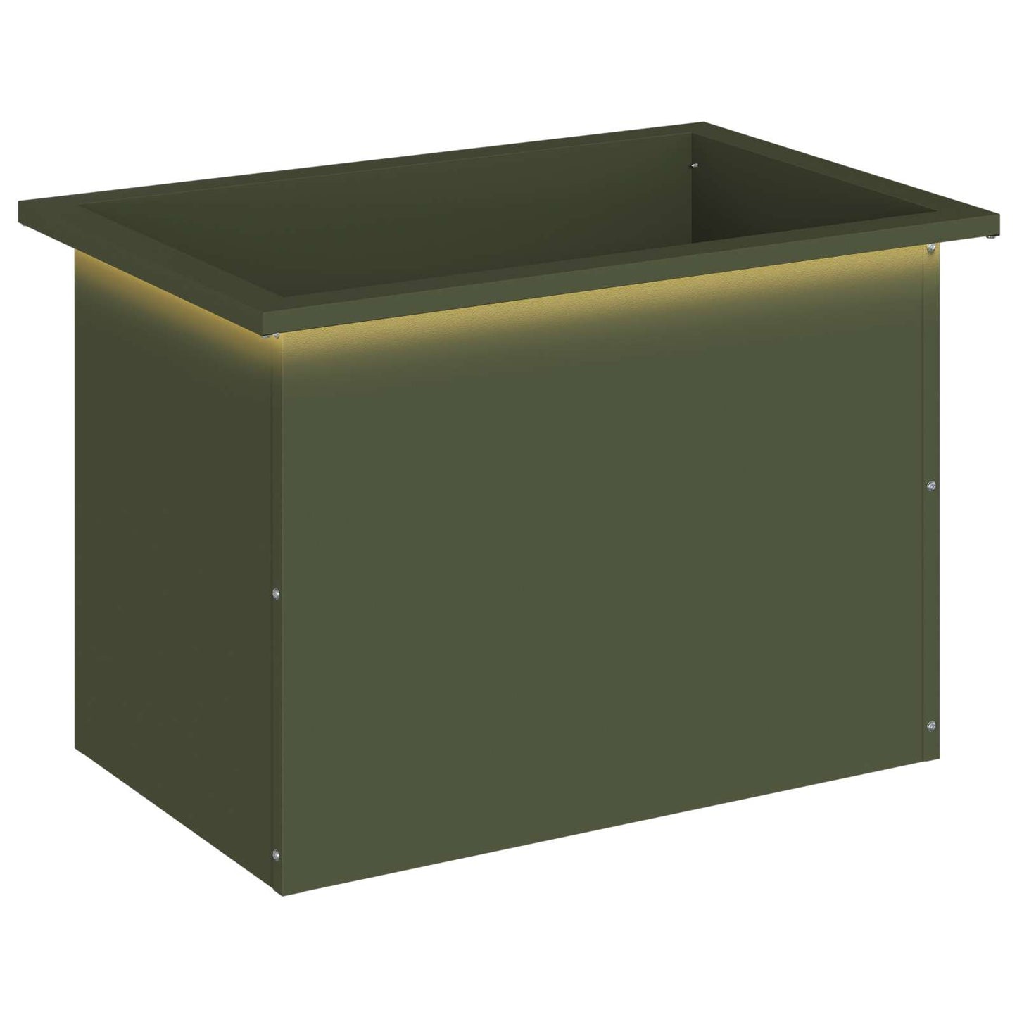 Garden Planter with LED Olive Green 40 x 60 x 40 cm Steel